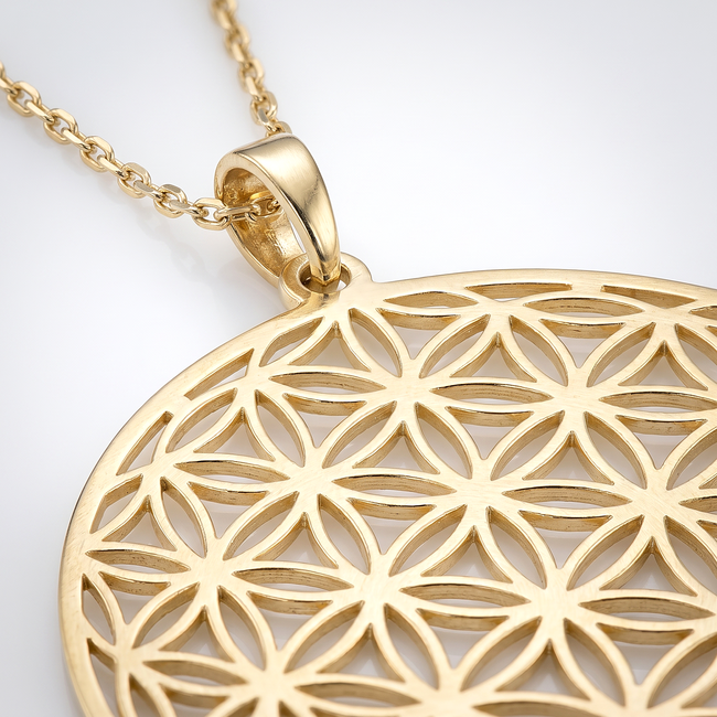 Gouden collier met opengewerkte cirkel