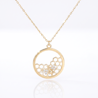 Gouden Bijtje Collier met Zirkonia