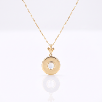Gouden Ananas Collier met Witte Steen