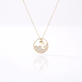 Gouden Dolfijn Collier met Zirkonia