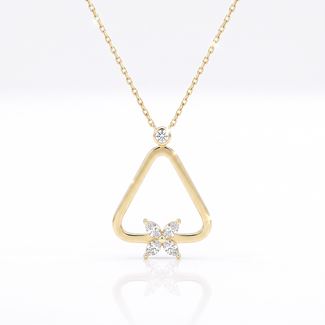 Gouden Driehoek Collier met Zirkoniabloem