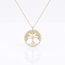 Gouden collier met levensboom hanger en zirkonia