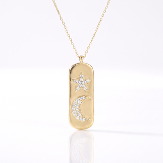 Gouden Ster en Maan Collier met Zirkonia