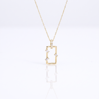 Gouden Rechthoek Collier met Zirkonia