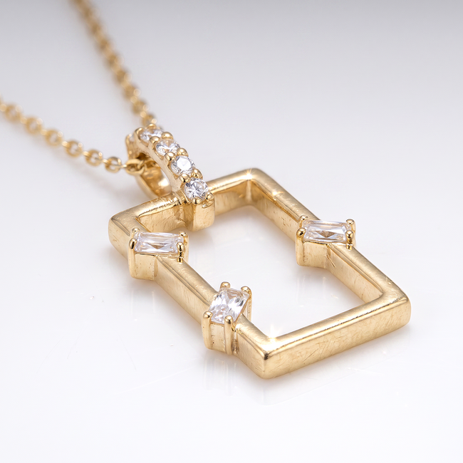 Gouden collier met open rechthoekhanger