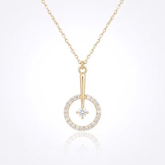 Gouden Cirkel Collier met Solitaire Zirkonia