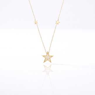 Gouden Sterren Collier met Zirkonia