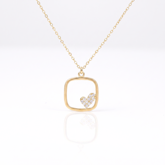 Gouden Vierkant Hart Collier met Zirkonia