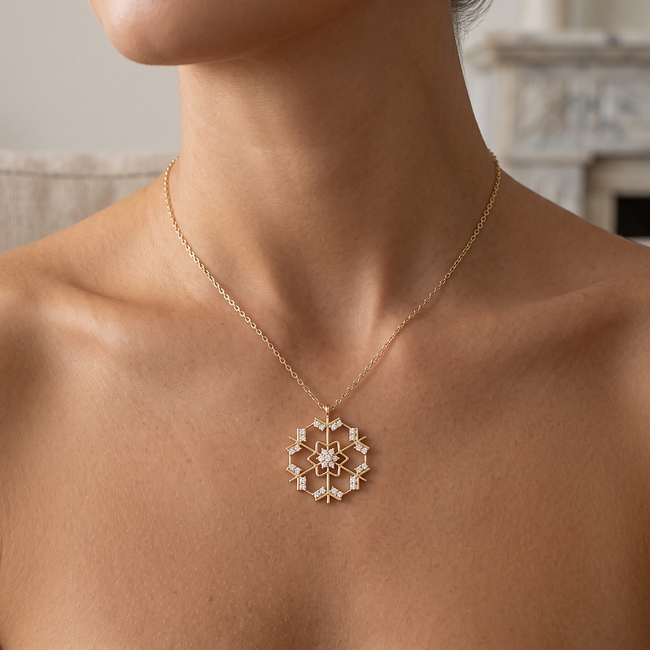Verstelbare gouden ketting met sneeuwvlok hanger