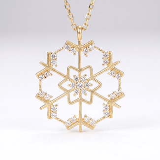 Gouden Sneeuwvlok Collier met Zirkonia