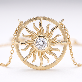 Gouden Zon Collier met Steen
