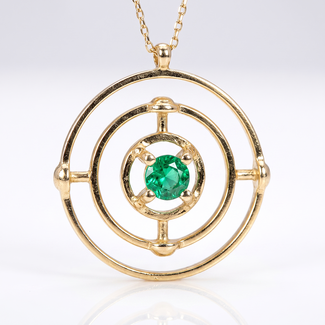Gouden Zon Collier met Groene Steen
