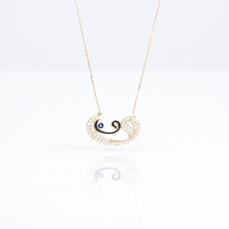 Gouden Arabische Letter Ketting met Zirkonia
