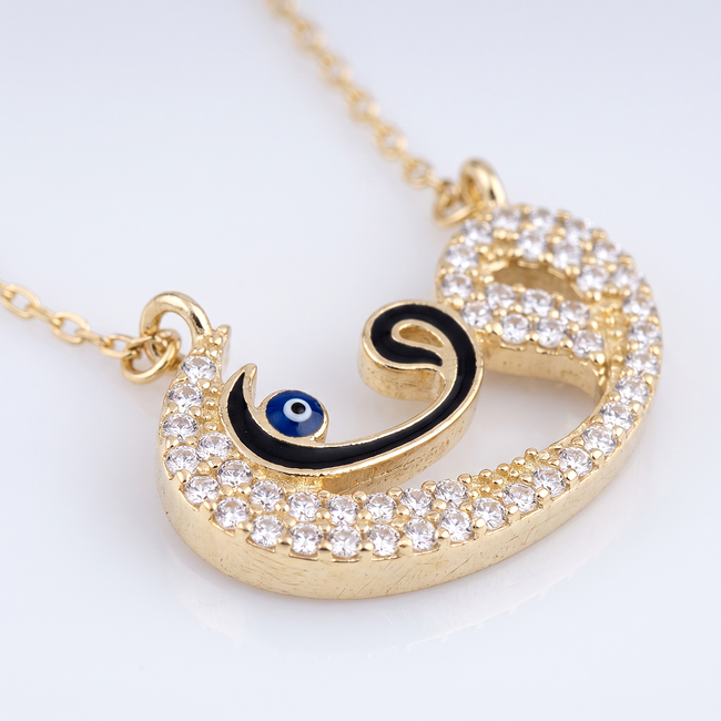Gouden ketting met Arabische letter en zirkonia