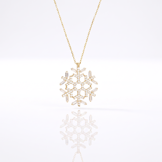 Gouden Sneeuwvlok Ketting met Zirkonia