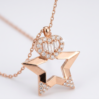 Roségouden Ster Ketting met Zirkonia
