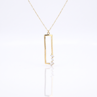 Gouden Ketting met Open Rechthoek Hanger