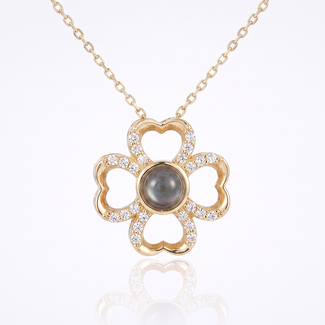 Gouden Liefdesbloem Ketting met Hartjes