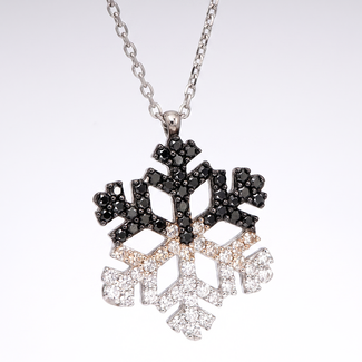Witgouden Sneeuwvlok Collier met Zirkonia