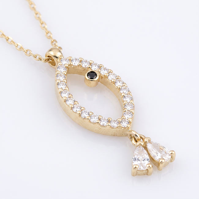 Gouden collier met visvormige hanger en details