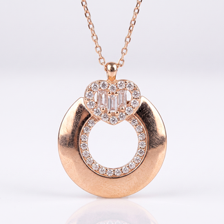 Roségouden Ketting met Hartvormige Hanger