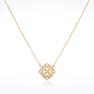 Gouden Filigraan Collier met Open Vierkanten