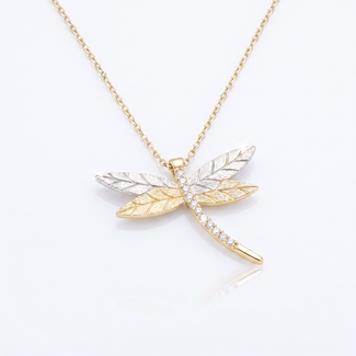 Elegante Libelle Ketting met Zirkonia