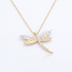 Gouden collier met libellehanger en zirkonia
