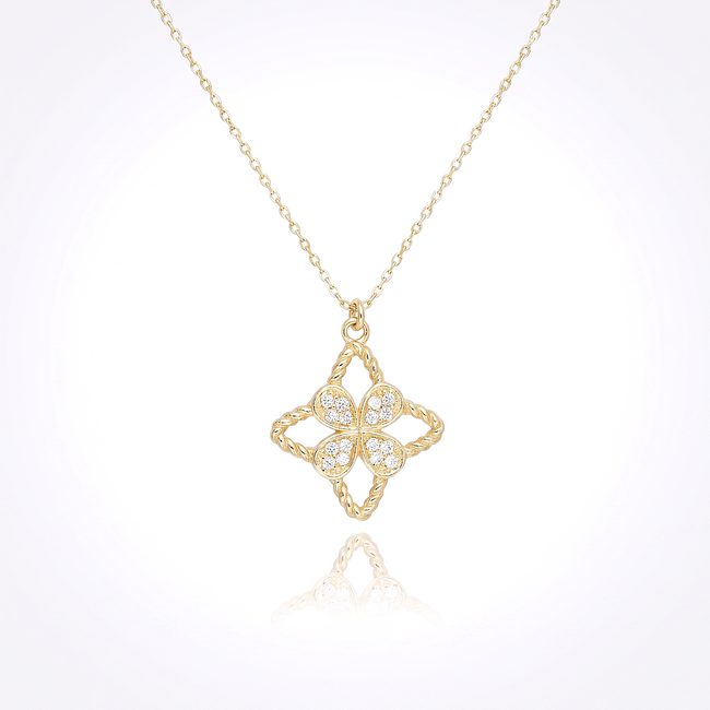 Gouden collier met klaverhanger