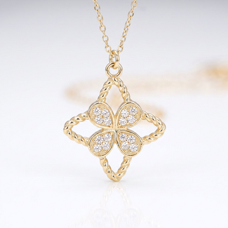 Gouden Klaver Collier met Zirkonia