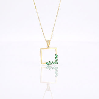 Gouden Ketting met Groene Baguette Hanger