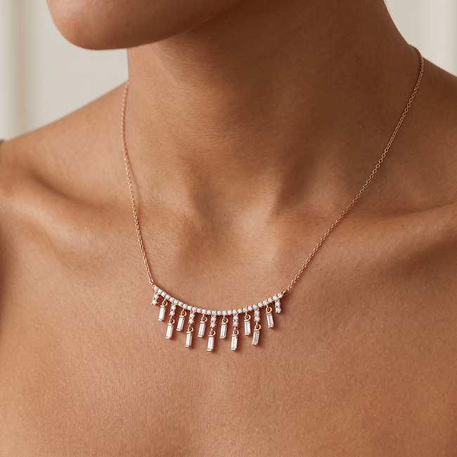 Roségouden diamanten collier 0,78 ct