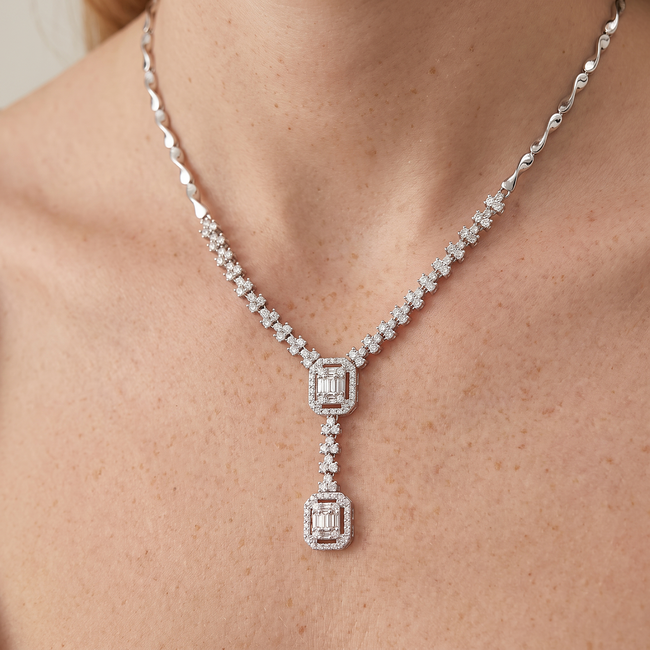 Witgouden Y-collier diamant 0,87 ct