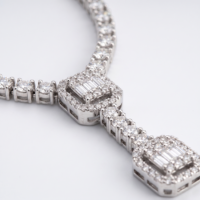 Witgouden Y-collier diamant 0,87 ct