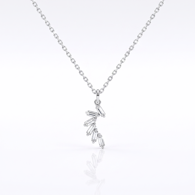 Witgouden collier baguette diamant 0,11 ct