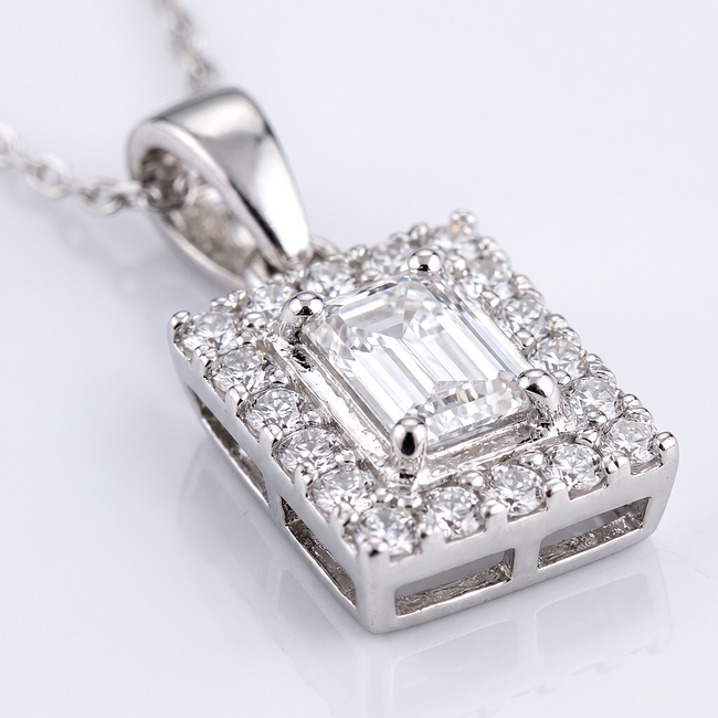 Witgouden ketting baguette diamant 0,40 ct