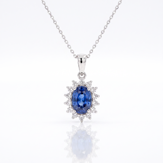 Witgouden Saffier Ketting met Diamant