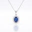 Witgouden ketting met ovale saffier
