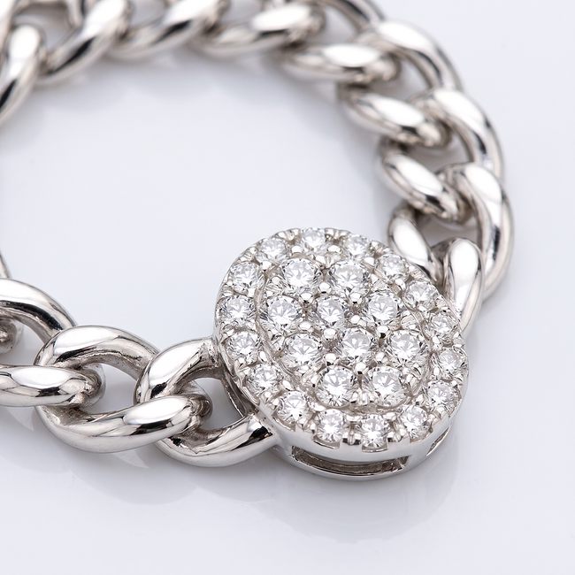 Witgouden collier schakelhanger 0,25 ct