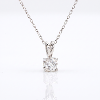 Witgouden solitaire diamantketting
