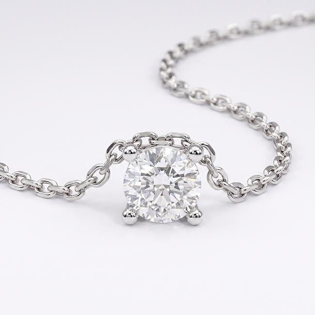 Witgouden solitair collier 0,07 ct diamant