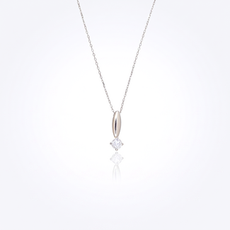 Witgouden Solitaire Ketting met Zirkonia
