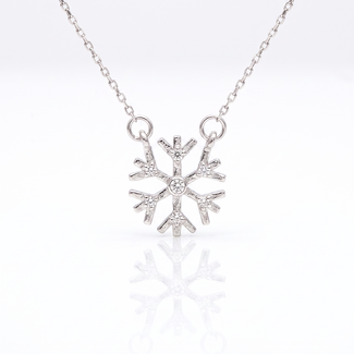 Witgouden Sneeuwvlok Ketting met Diamanten