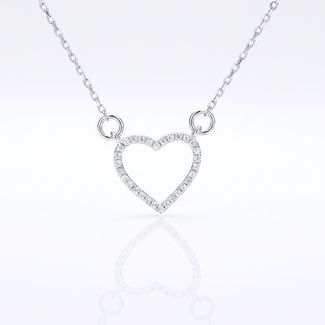 Witgouden Hart Ketting met Diamanten