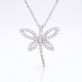 Witgouden Libelle Hanger met Diamanten