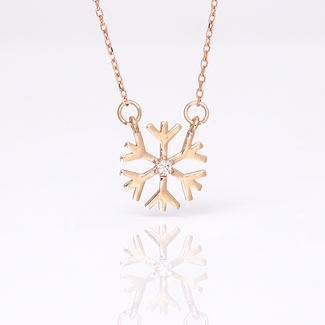 Roségouden Sneeuwvlok Hanger met Diamant