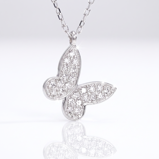 Witgouden Vlinder Hanger met Diamanten