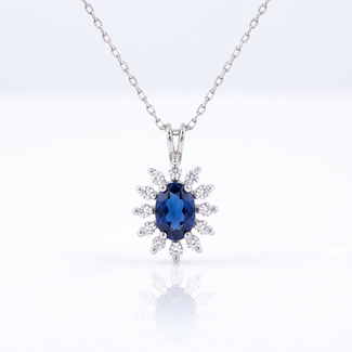 Witgouden Saffier Diamanten Collier