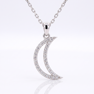Maan Diamanten Collier Witgoud