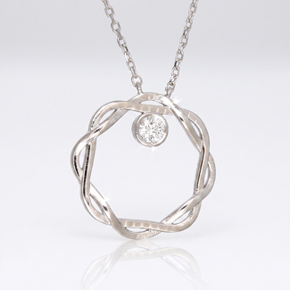 Cirkel Diamanten Collier Witgoud